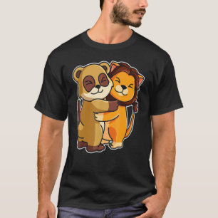 Camiseta Meerkat y Lion Hug Cute Animales Zoológicos Para M