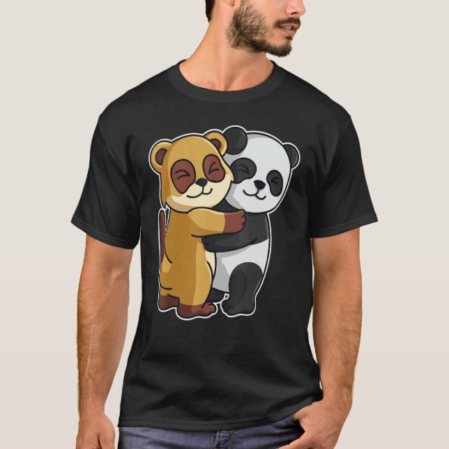 Camiseta Meerkat Y Panda Cute Animales Para Mujeres Animal  (Anverso)