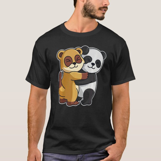 Camiseta Meerkat Y Panda Cute Animales Para Mujeres Animal  (Anverso)