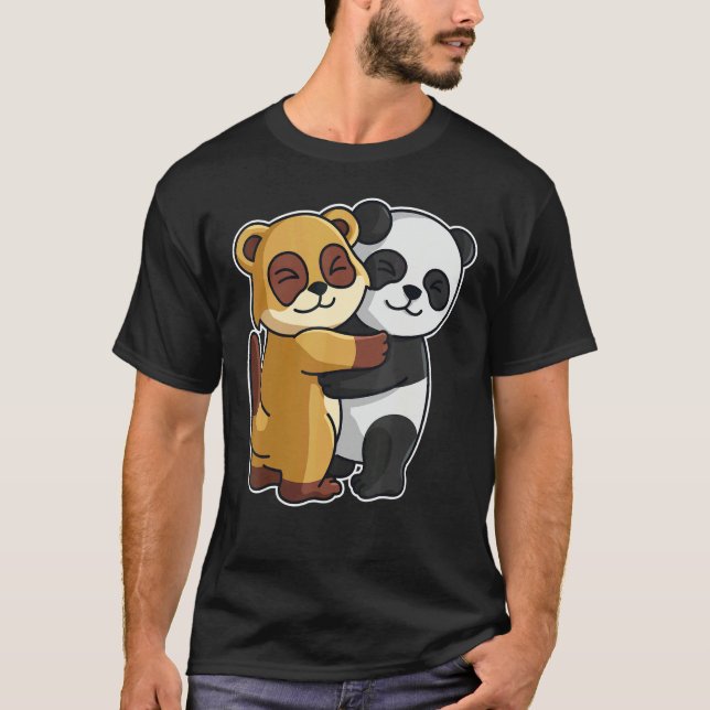 Camiseta Meerkat Y Panda Cute Animales Para Mujeres Animal  (Anverso)