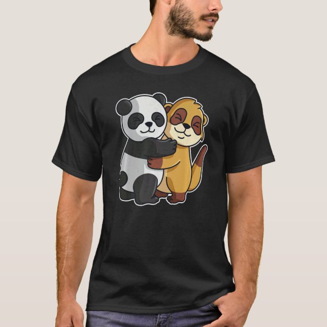 Camiseta Meerkat Y Panda Cute Animales Para Mujeres Animal  (Anverso)