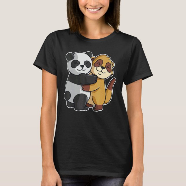 Camiseta Meerkat Y Panda Cute Animales Para Mujeres Animal  (Anverso)