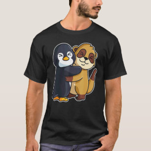 Camiseta Meerkat Y Pingüinos Animales Cutáneos Para Mujeres
