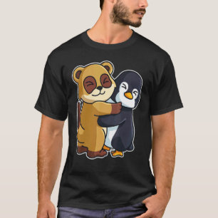 Camiseta Meerkat Y Pingüinos Animales Cutáneos Para Mujeres