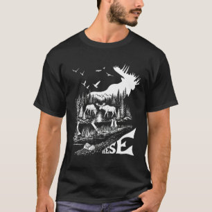 Camiseta Meese Moose Bosque Montaña Camping Avventura Salva