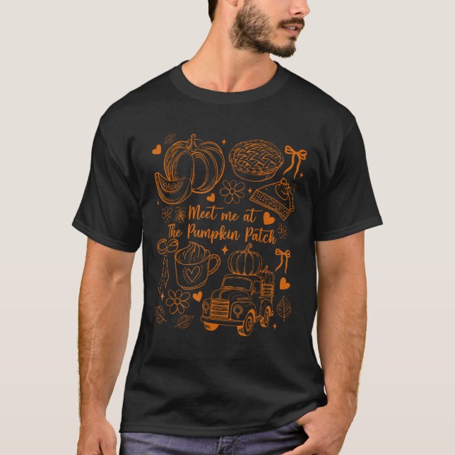 Camiseta Meet Me At The Pumpkin Patch Coquette Bow Truck Fa (Anverso)