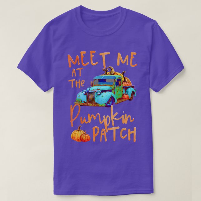 Camiseta Meet Me At The Pumpkin Patch Pickup Truck Autumn F (Diseño del anverso)