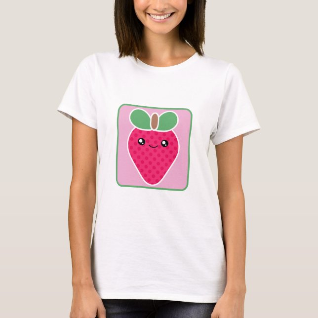 Camiseta mega de la fresa de Kawaii (Anverso)