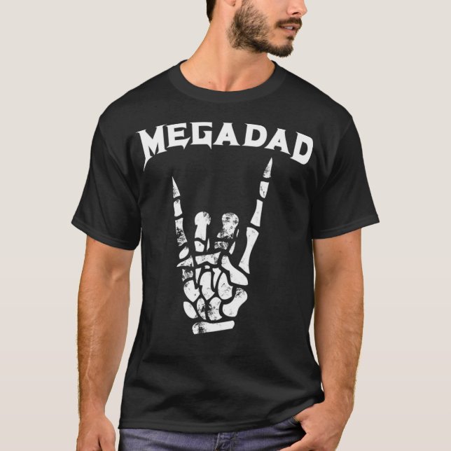 Camiseta Megadad Rock Heavy Metalizado guitarra Dad Tee (Anverso)