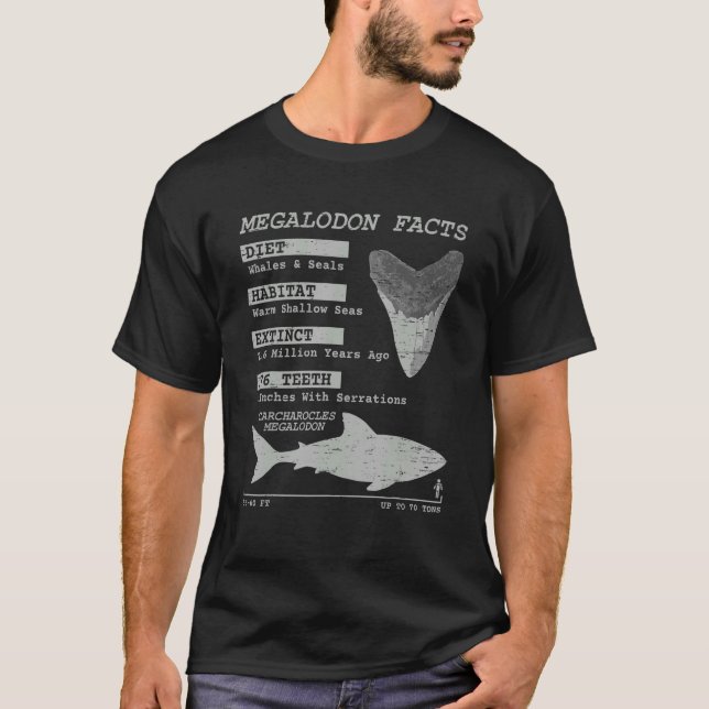 Camiseta Megalodon Facts Teeth Meg Wildlife Sharks Deep Sea (Anverso)