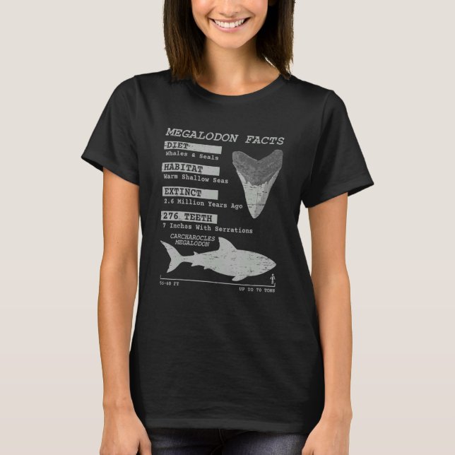 Camiseta Megalodon Facts Teeth Meg Wildlife Sharks Deep Sea (Anverso)
