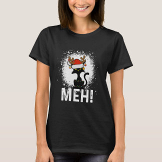 Camiseta Meh Black Cat Navidades Funny Anti