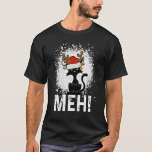 Camiseta Meh Black Cat Navidades, gracioso gato anti Navida