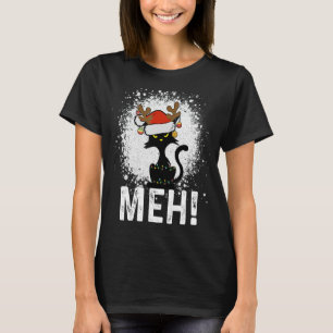 Camiseta Meh Black Cat Navidades, gracioso gato anti Navida