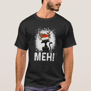 Camiseta Meh Black Cat Navidades, gracioso gato anti Navida
