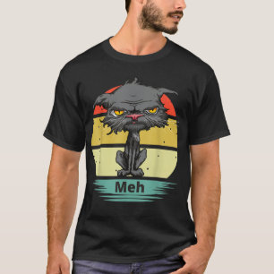 Camiseta Meh Cat Funny Bored Cat Con Amante De Gatos Amaril