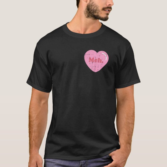 Camiseta Meh Heart Pocket Funny Anti Día de San Valentín Si (Anverso)