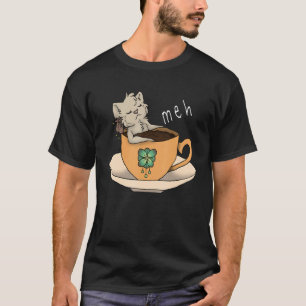 Camiseta Meh Sarcástico Coffee Cat