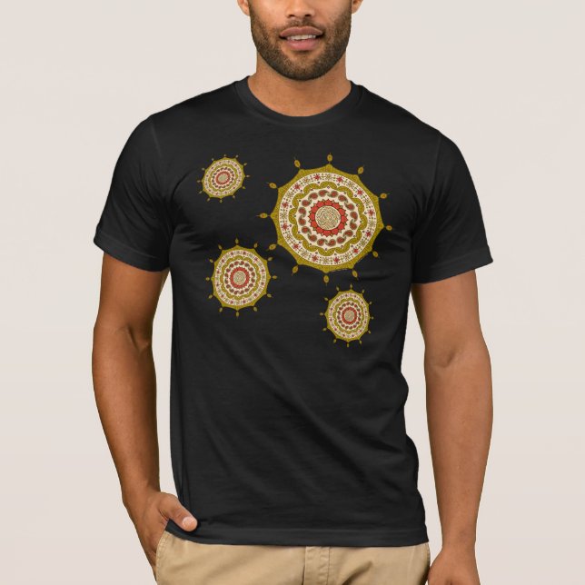 Camiseta Mehndi Fantasy Gold Camisas oscuras de los hombres (Anverso)