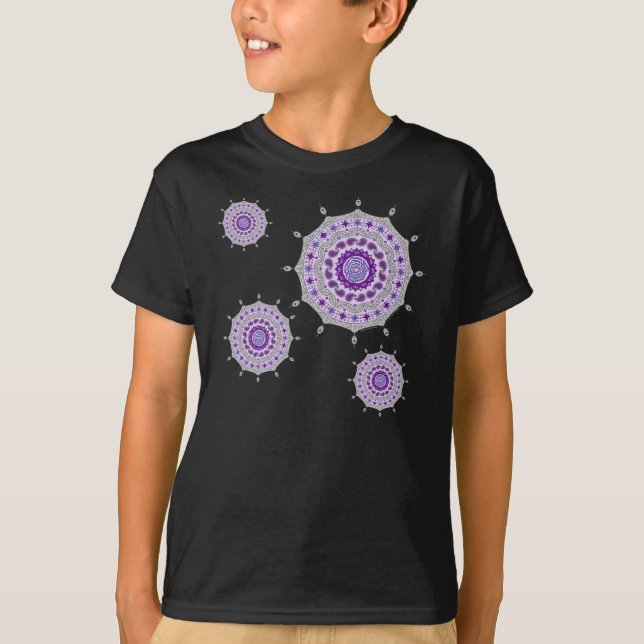 Camiseta Mehndi Fantasy Silver Kid's y Baby Dark Shirt (Anverso)