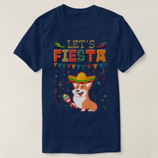 Camiseta Meican Cinco De Mayo Fiesta Fiesta Corgi  (Diseño del anverso)