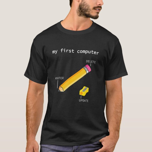 Camiseta Mein erster Computer Calculator Printer Gamer Inf (Anverso)