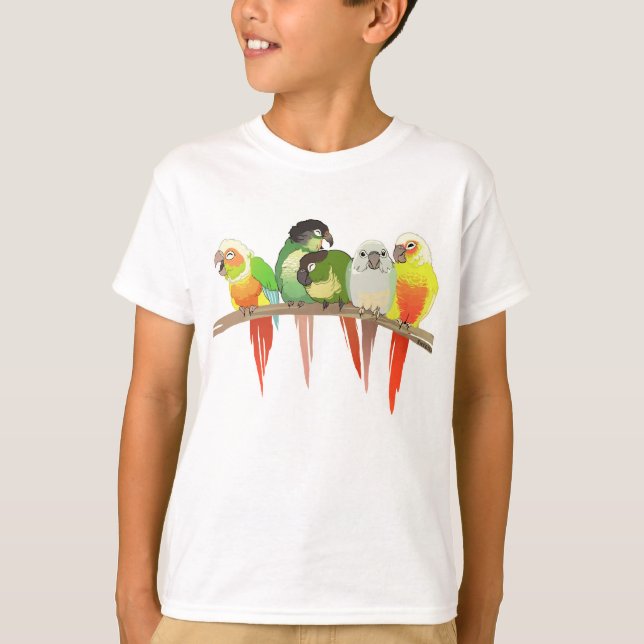 Camiseta Mejilla verde Conures (Anverso)