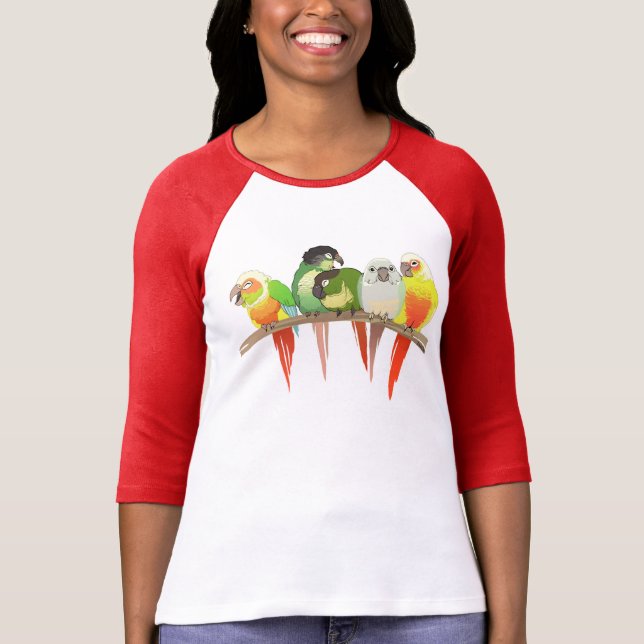 Camiseta Mejilla verde Conures (Anverso)