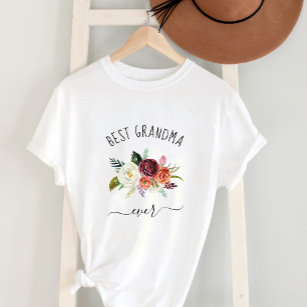 Camiseta Mejor Abuela de la Historia   Burgundy Boho Floral