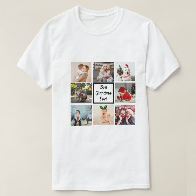 Camiseta Mejor abuela jamás 8 personalizado de collage de f (Diseño del anverso)