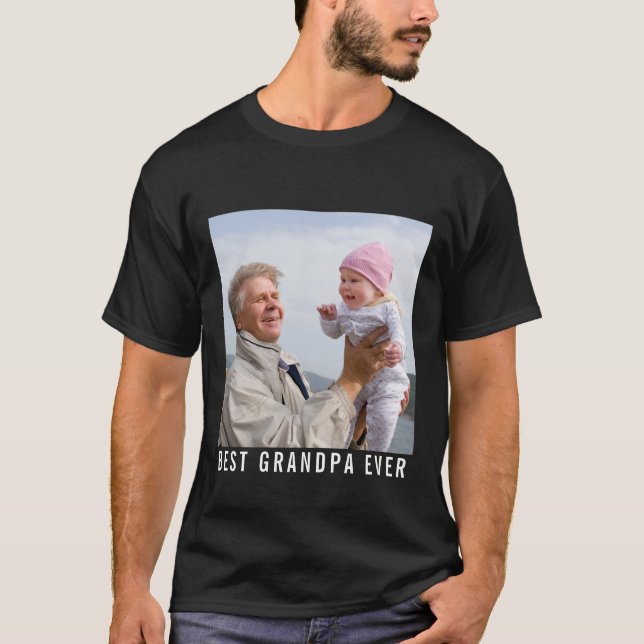Camiseta Mejor Abuelo, Abuelo Y Foto De Bebé Negro (Anverso)