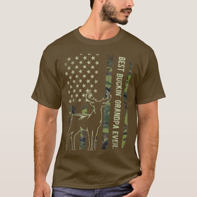 Camiseta Mejor Abuelo Buckin de la historia Bandera America (Anverso)
