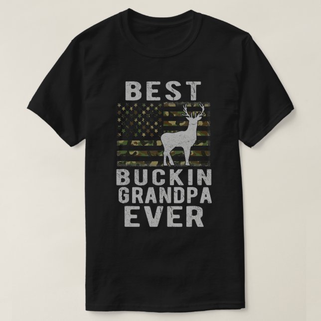 Camiseta Mejor Abuelo Bucking camuflaje de ciervo de la ban (Diseño del anverso)