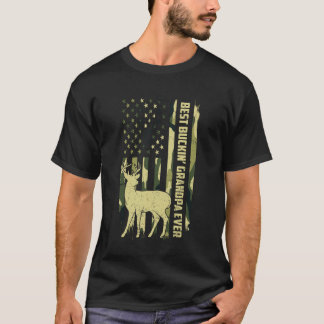 Camiseta Mejor abuelo cazador de ciervos con camuflaje 