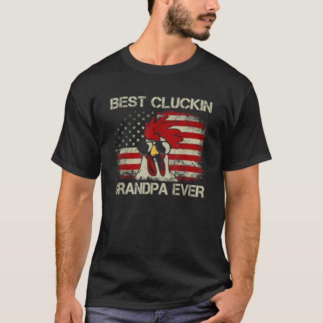 Camiseta Mejor Abuelo de Cluckin jamás Pollo Bandera Americ (Anverso)