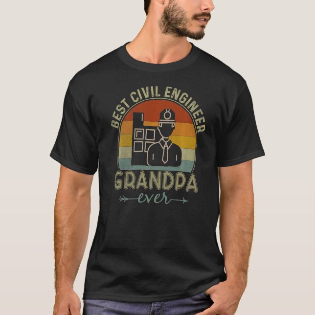 Camiseta Mejor abuelo de ingeniero civil jamás Grasa gráfic (Anverso)
