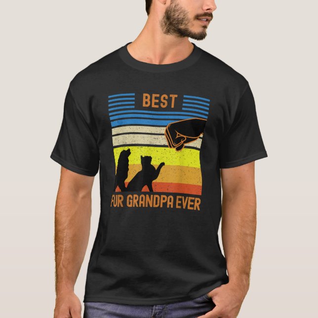 Camiseta Mejor Abuelo De Pie Para Los Hombres Perro Retro V (Anverso)