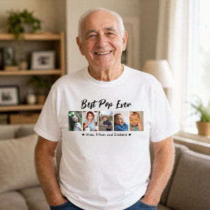 Camiseta Mejor Abuelo de Todos Nietos 5 Collage de Fotos Bl
