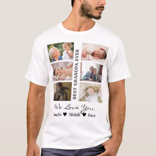 Camiseta Mejor Abuelo del Mundo Fotos Personalizadas Nombre