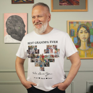 Camiseta Mejor Abuelo del Mundo Fotos Personalizadas Nombre