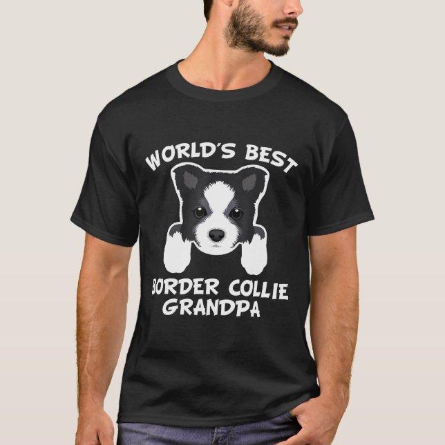 Camiseta Mejor abuelo del perro del collie de la frontera (Anverso)