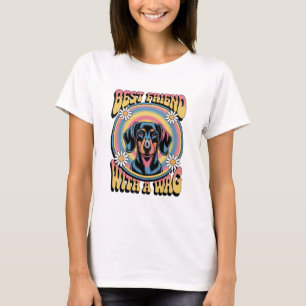 Camiseta Mejor amigo dachshund con un meneo