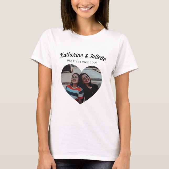 Camiseta Mejor Amigo Moderno Corta Foto Amistad Keepsake (Anverso)