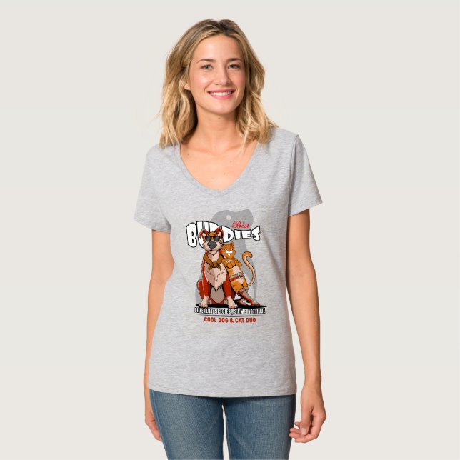 Camiseta Mejor amigo (modo claro) | Mujeres cuello en V (Anverso completo)