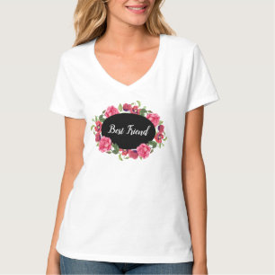 Camiseta Mejor Amigo Rosa de amapola Flor Círculo Wreath Di