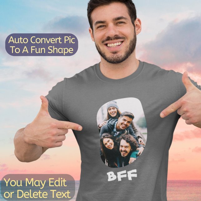 Camiseta Mejor Amigos de BFF Personalizado Bestis Foto Text (Upload your photo and it will be automatically transformed to a fun Curve Shape.)