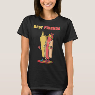 Camiseta Mejor Amigos Motif Sausage Perro caliente y Mustar