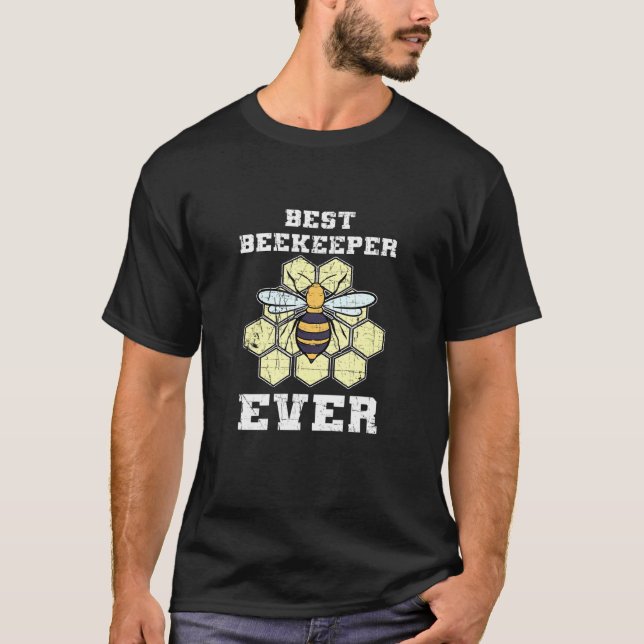 Camiseta Mejor Beekeeper Ever Beever Retro Honeycomb Api (Anverso)