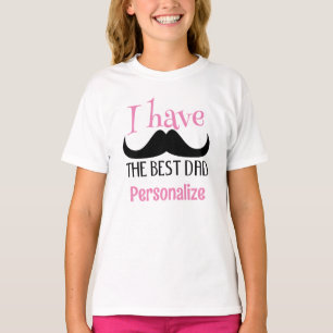 Camiseta Mejor bigote de papá día del padre texto rosa pers