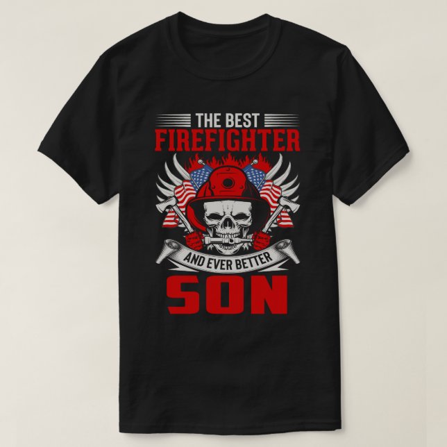 Camiseta Mejor Bombero E Incluso Mejor Hijo (Diseño del anverso)